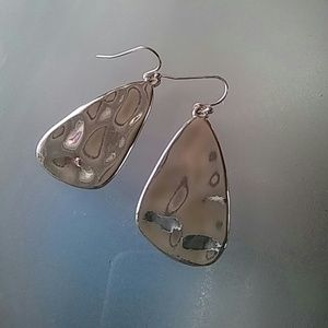 Siver Hammered Triangle Drop Earrings
